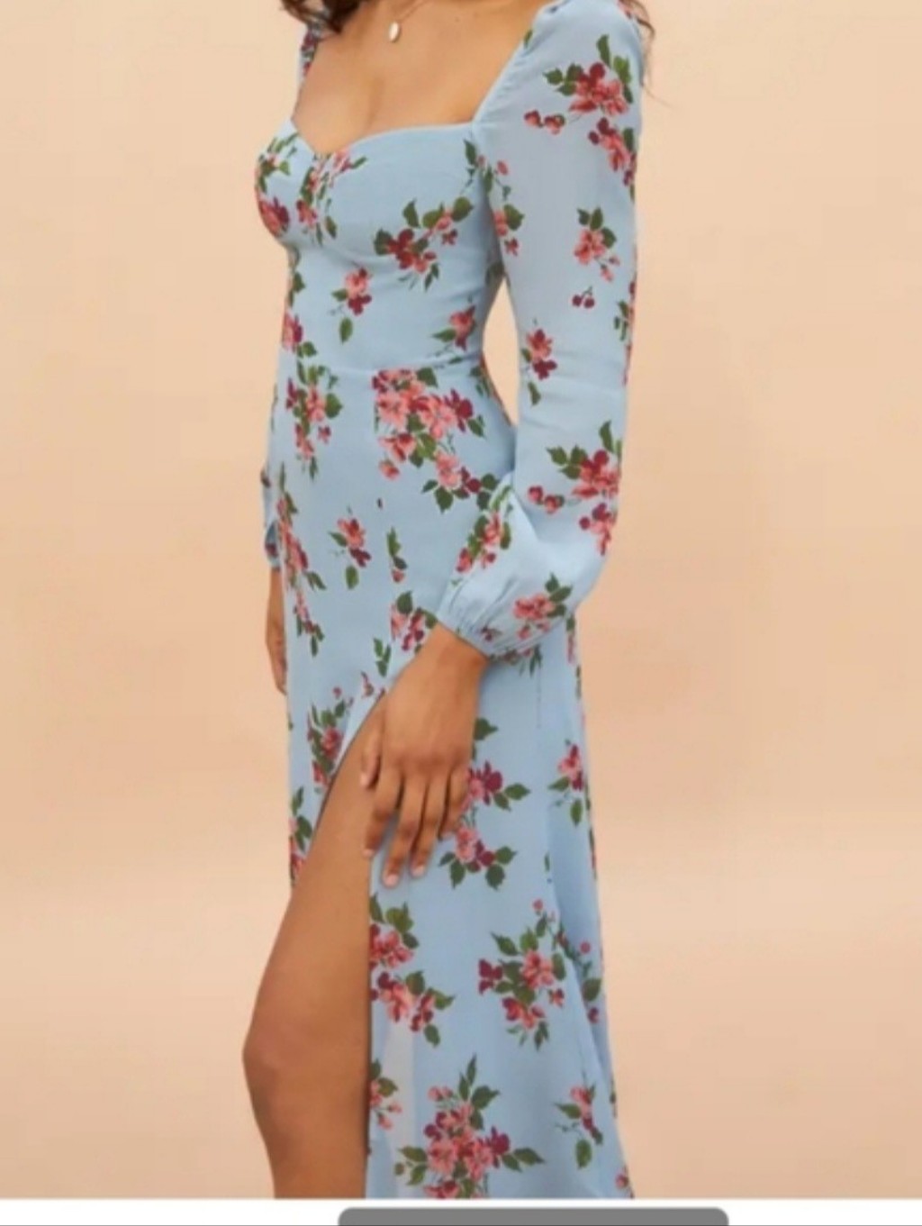 Nwt Reformation Floral Sweetheart Maxi Dress In Light Blue